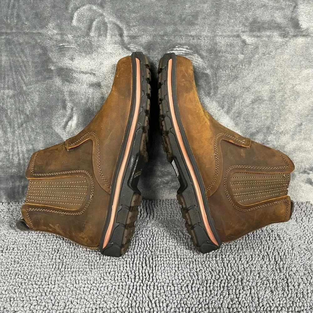 Skechers Relaxed Fit Mens 9.5 Brown Leather Chelsea Work Boots 64263 CDB